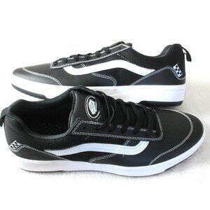 Vans Men's Zahba Leather Black White Striped Skate Shoes Size 11.5 NIB
